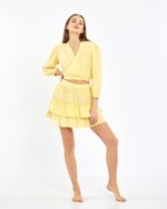 Crop Skirted Suit Yellow