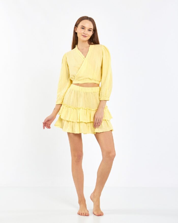 Crop Skirted Suit Yellow