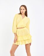 Crop Skirted Suit Yellow