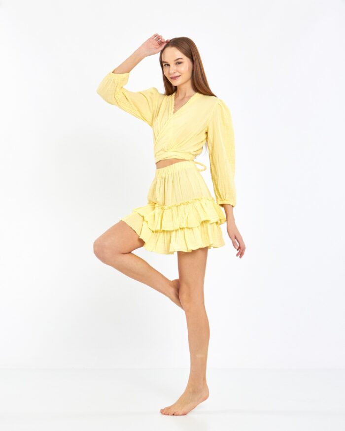 Crop Skirted Suit Yellow