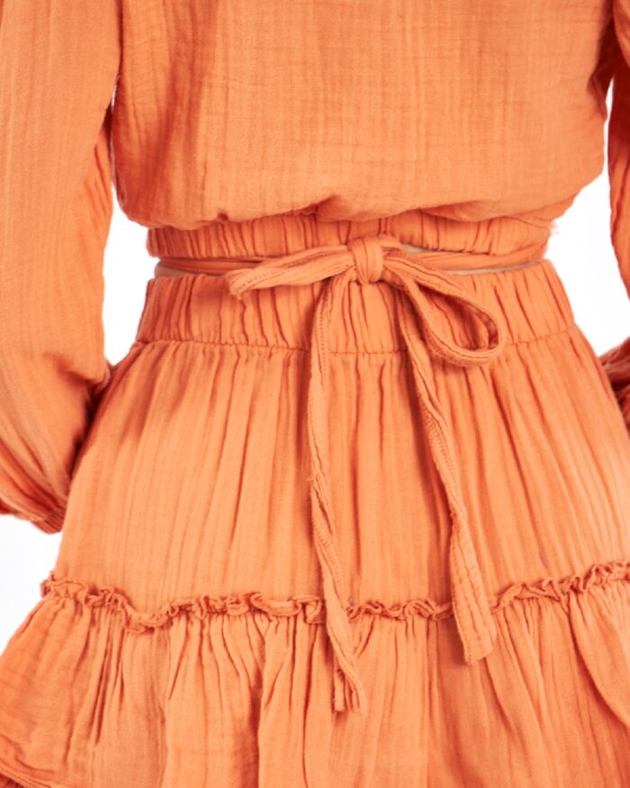 Crop Etekli Takım Turuncu Crop Etekli Takım Turuncu