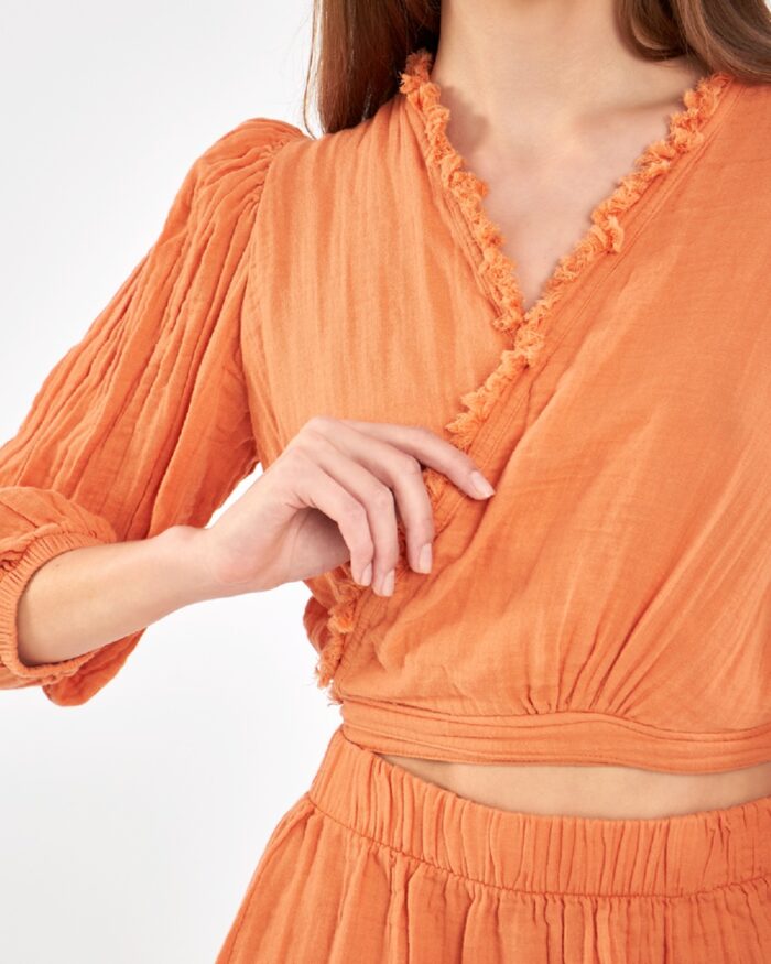 Crop Etekli Takım Turuncu Crop Etekli Takım Turuncu