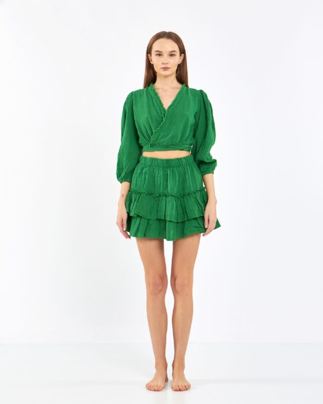 Crop Etekli Takım Zümrüt Yeşili