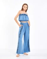 Blauer Anzug mit Crop-Hose