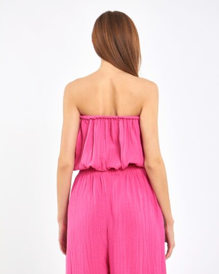 Crop Pantolonlu Pembe Takım