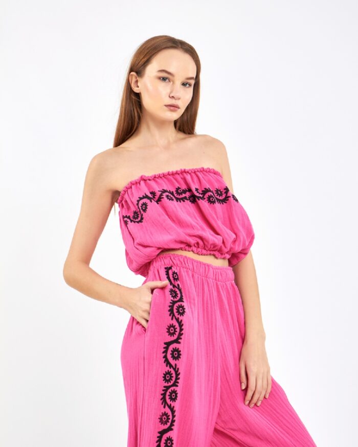 Pink Suit with Crop Trousers