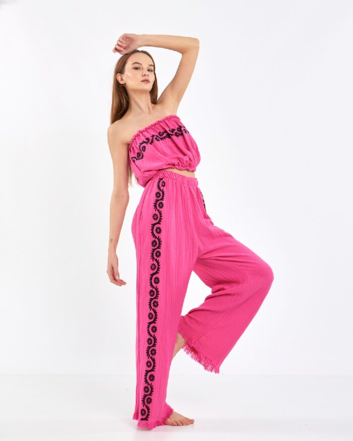 Pink Suit with Crop Trousers