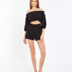 Crop Shorts Set Schwarz