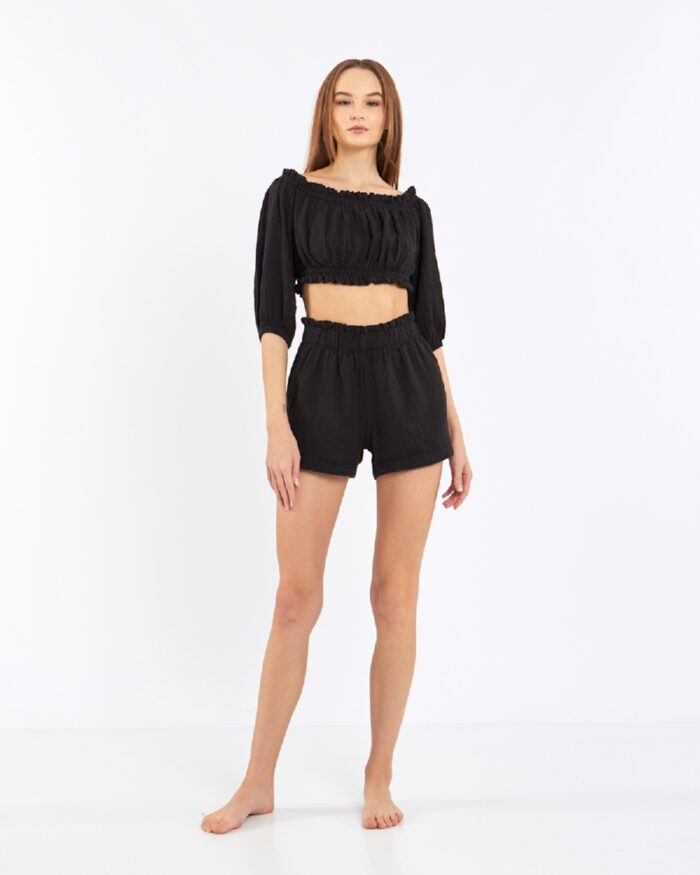 Crop Shorts Set Black Crop Shorts Set Black