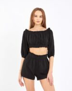 Crop Shorts Set Black