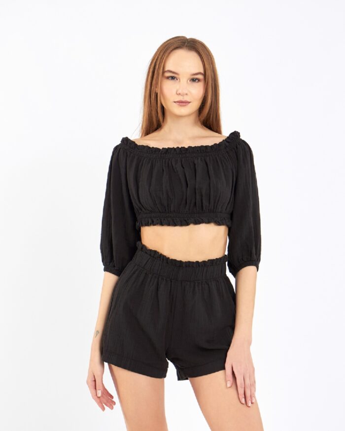 Crop Shorts Set Black Crop Shorts Set Black