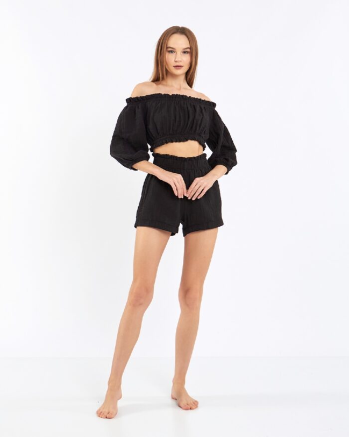 Crop Shorts Set Black Crop Shorts Set Black