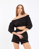 Crop Shorts Set Black