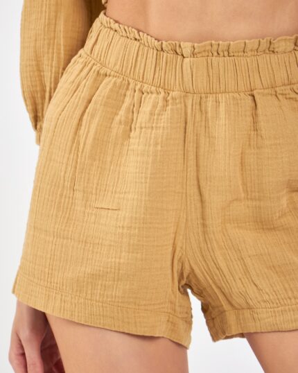 Crop Şortlu Takım Amber Sarısı