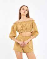 Crop Shorts Set Amber Gelb