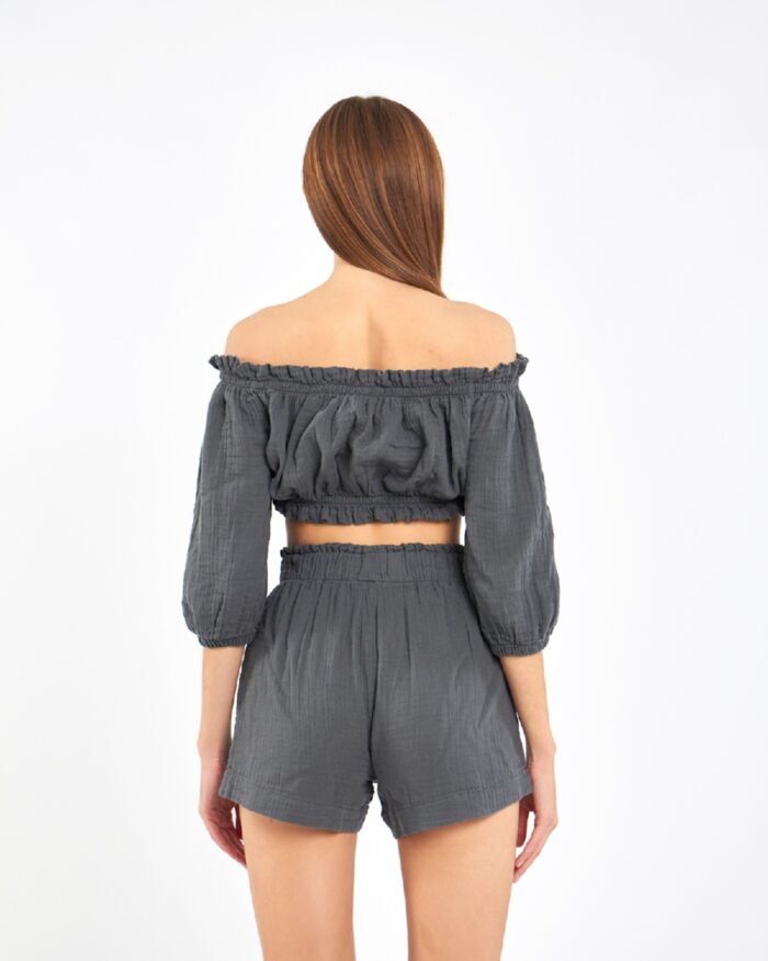 Crop Şortlu Takım Antrasit