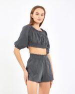 Crop Şortlu Takım Antrasit