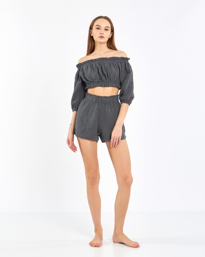 Crop Şortlu Takım Antrasit