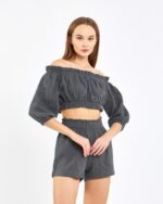 Crop Şortlu Takım Antrasit