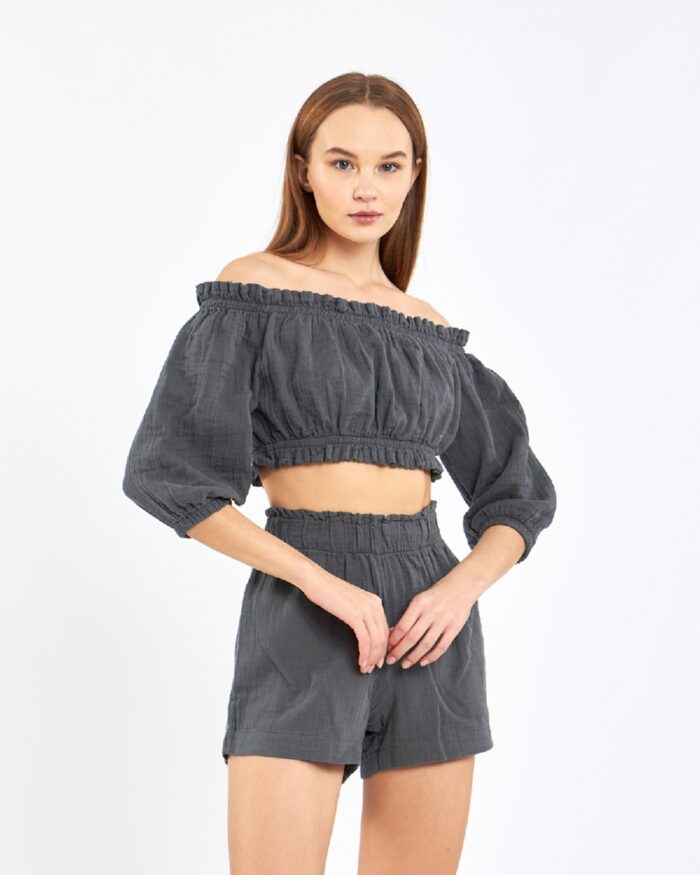 Crop Şortlu Takım Antrasit