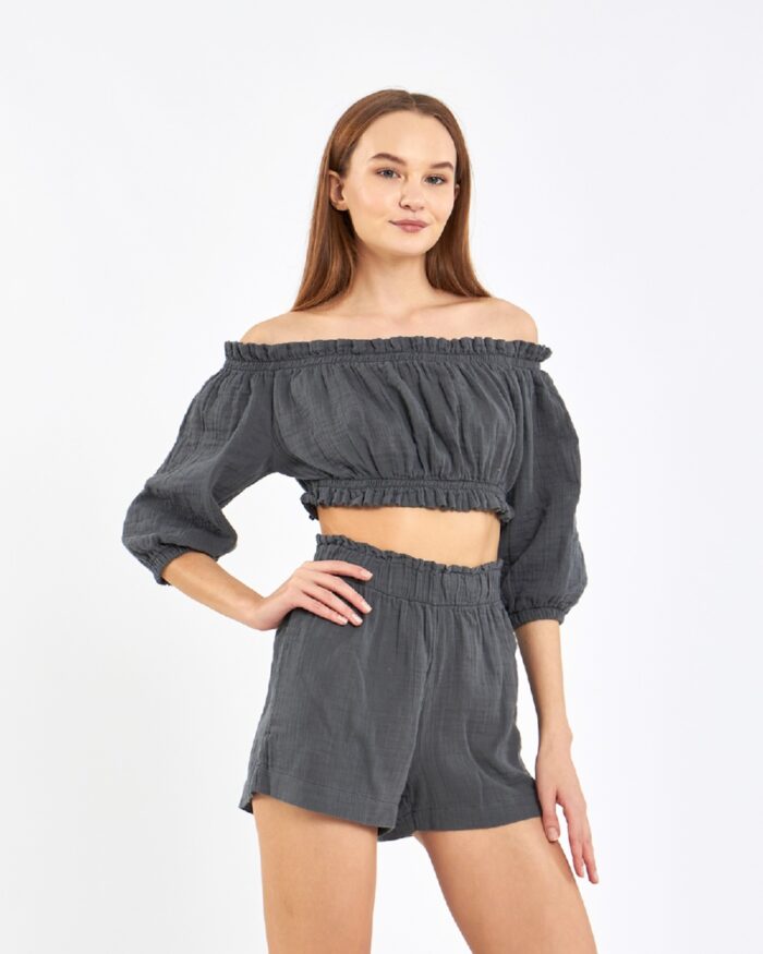 Crop Şortlu Takım Antrasit