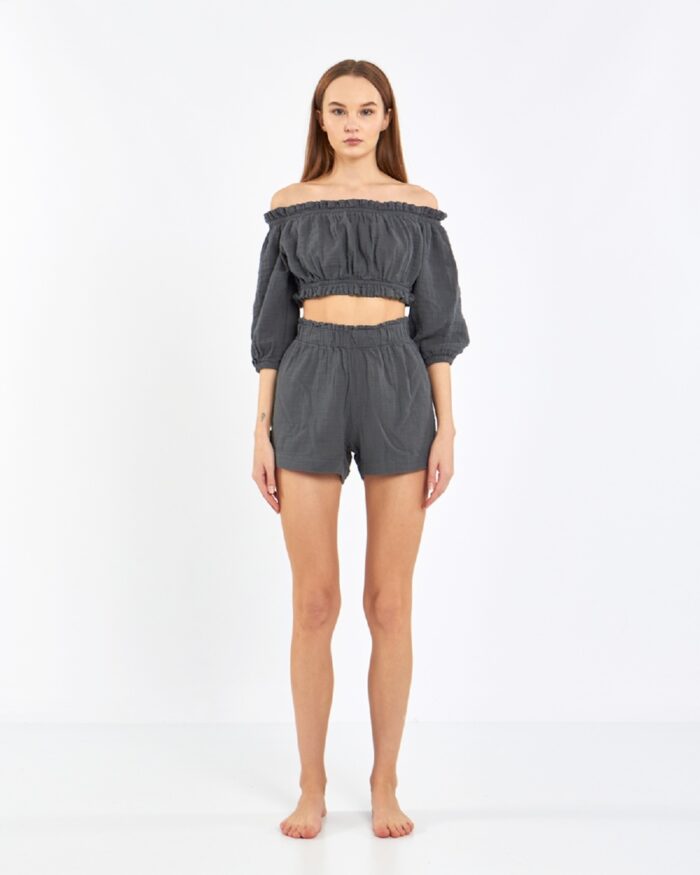 Crop Şortlu Takım Antrasit