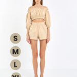 Crop Şortlu Takım Fildişi