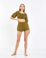 Crop Şortlu Takım Haki