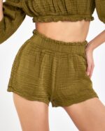 Crop Şortlu Takım Haki