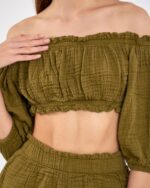 Crop Şortlu Takım Haki