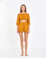 Crop Shorts Suit Mustard Yellow