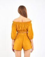 Crop Shorts Suit Mustard Yellow