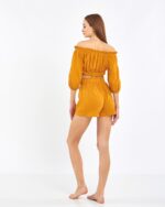 Crop Shorts Suit Mustard Yellow