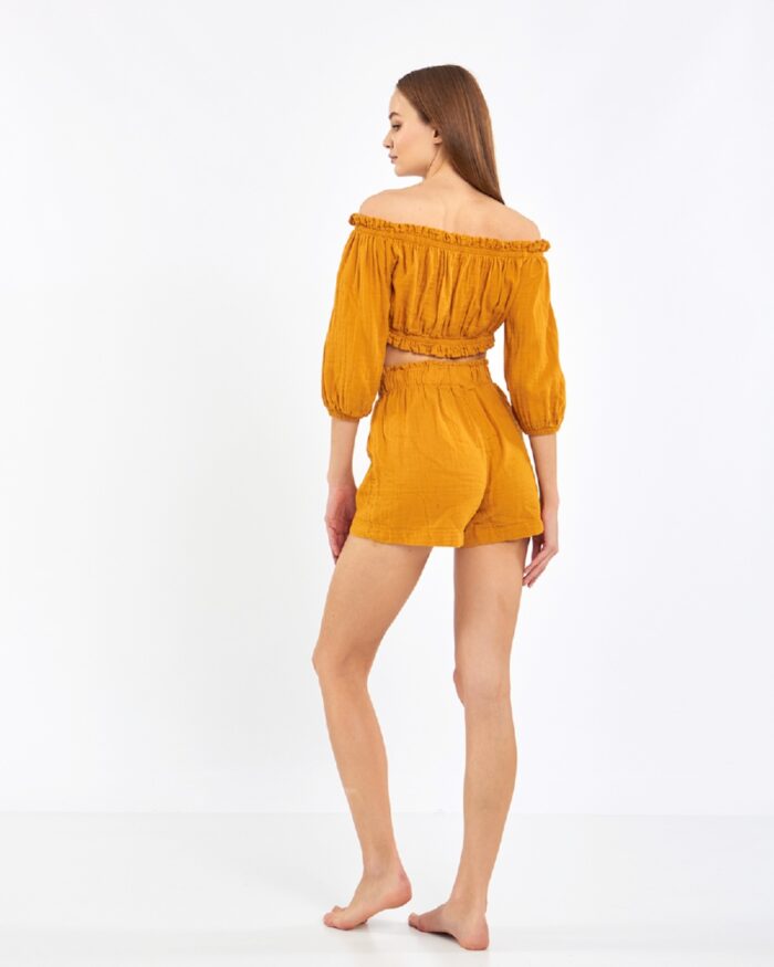 Crop Shorts Suit Mustard Yellow Crop Shorts Suit Mustard Yellow