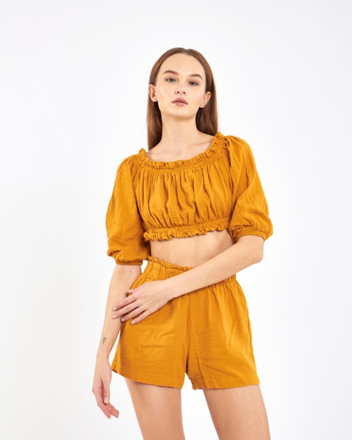 Crop Shorts Suit Mustard Yellow Crop Shorts Suit Mustard Yellow