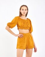 Crop Shorts Suit Mustard Yellow