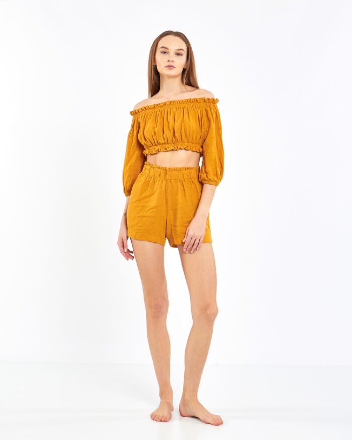 Crop Shorts Suit Mustard Yellow Crop Shorts Suit Mustard Yellow
