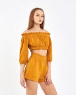 Crop Shorts Suit Mustard Yellow