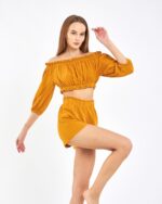 Crop Shorts Suit Mustard Yellow