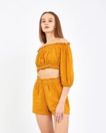Crop Shorts Suit Mustard Yellow