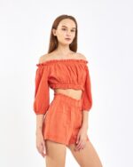 Crop Şortlu Takım Narçiçeği