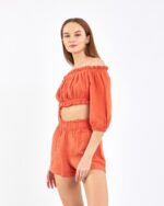 Crop Şortlu Takım Narçiçeği