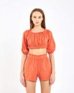 Crop Şortlu Takım Narçiçeği