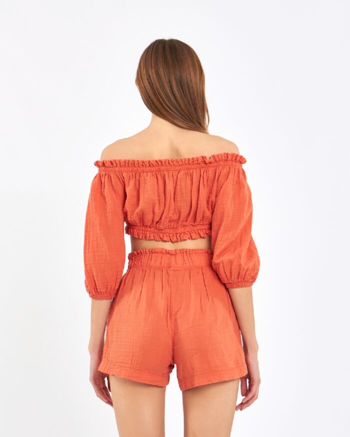 Crop Şortlu Takım Narçiçeği