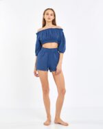 Crop Shorts Suit Parliament Blue