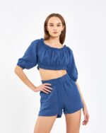 Crop Shorts Suit Parliament Blue