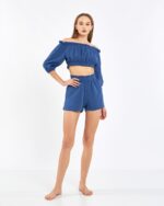 Crop Shorts Suit Parliament Blue