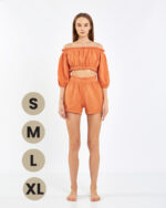 طقم شورت قصير قصير برتقالي