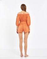 طقم شورت قصير قصير برتقالي