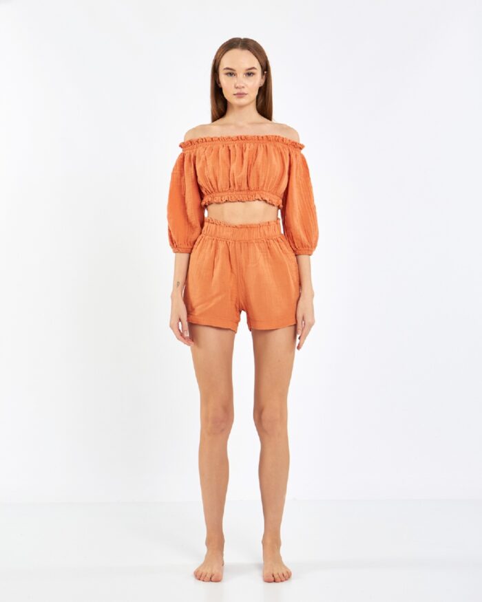 ⁦Crop Şortlu Takım Turuncu⁩ - الصورة ⁦4⁩